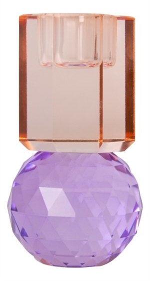 Krystal lysestage lysebrun/violet 11x6cm
